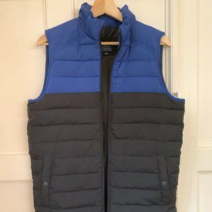 J. Crew Men's puffer vest - down fill - royal blue and black, size X-Small